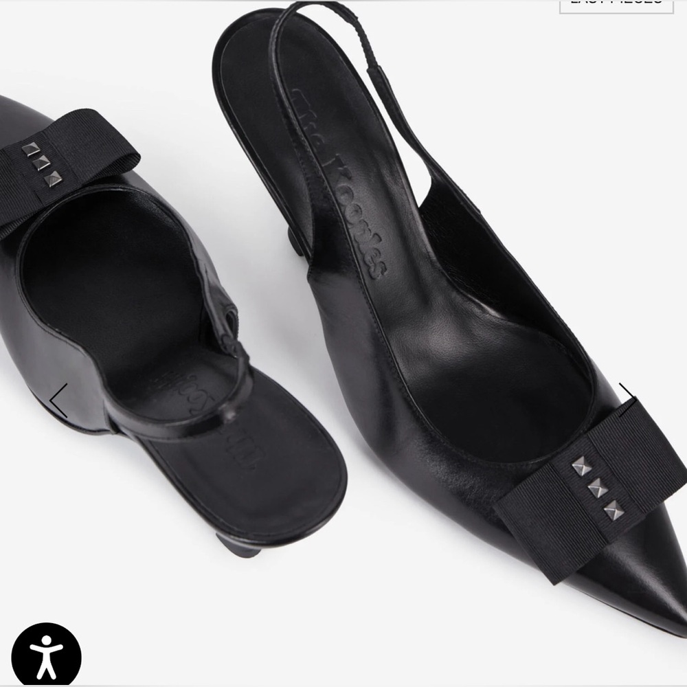 The Kooples Black Leather Pointy Toe Studded Sling Back Sz 40 NIB SIZE 9 - Picture 7 of 13
